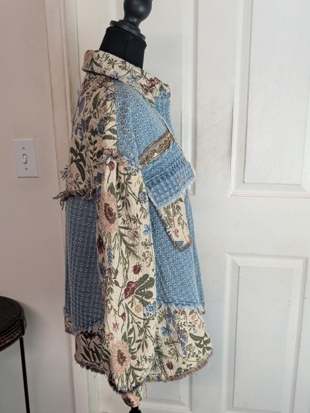 POL Denim Floral Shacket Women Small - Picture 5 of 6